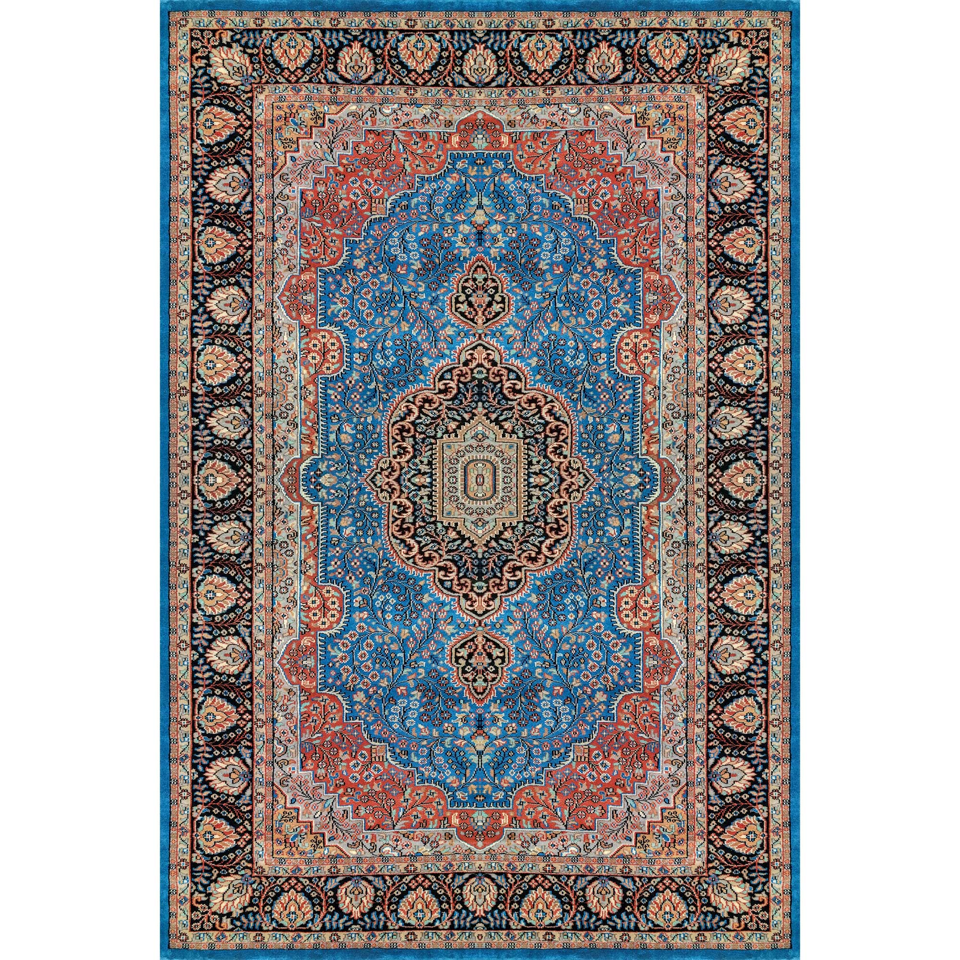6×9 ft Blue Hand Knotted Persian Wool Carpet - Which Mark