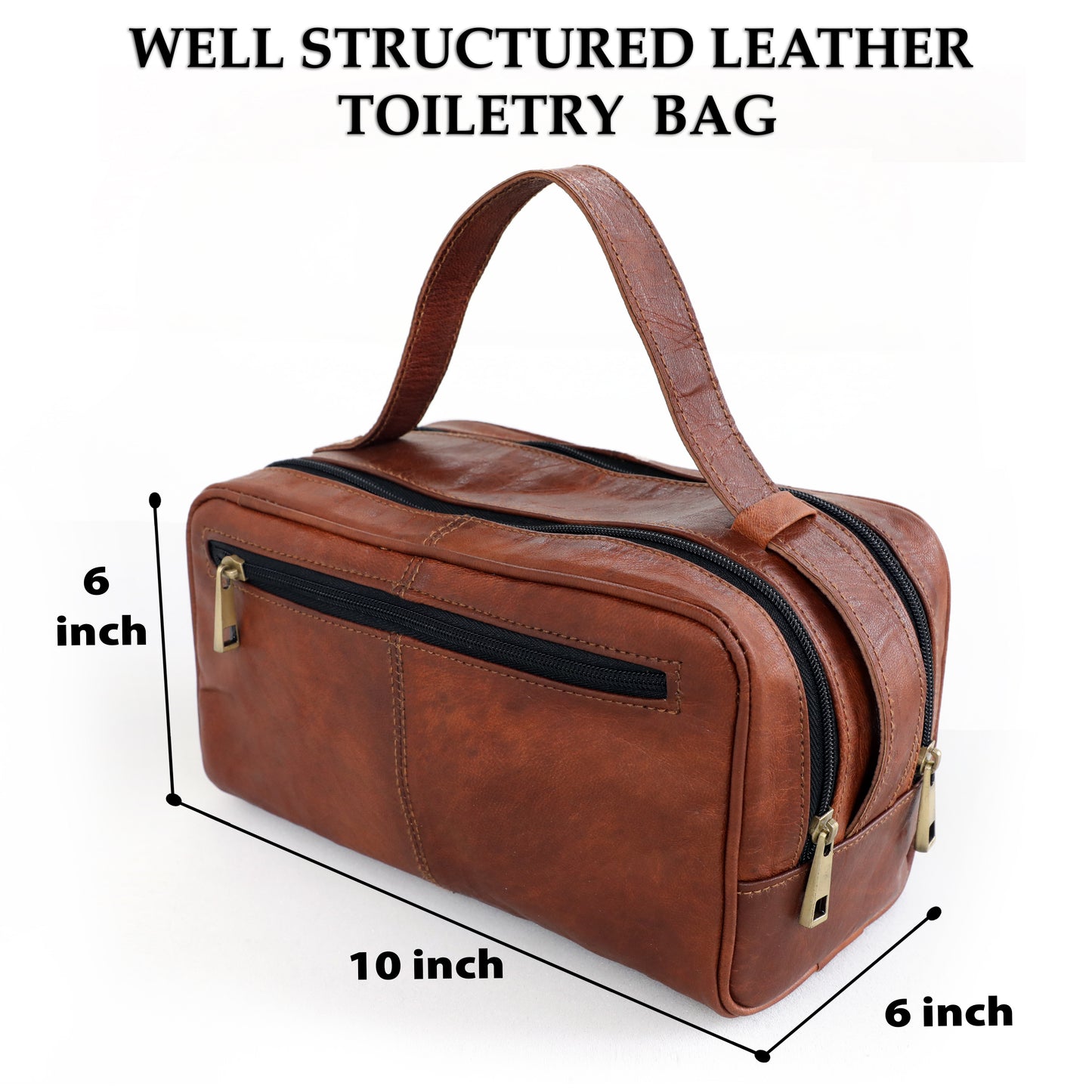 Leather Unisex Toiletry Bag Travel Dopp Kit Cosmetic Organizer