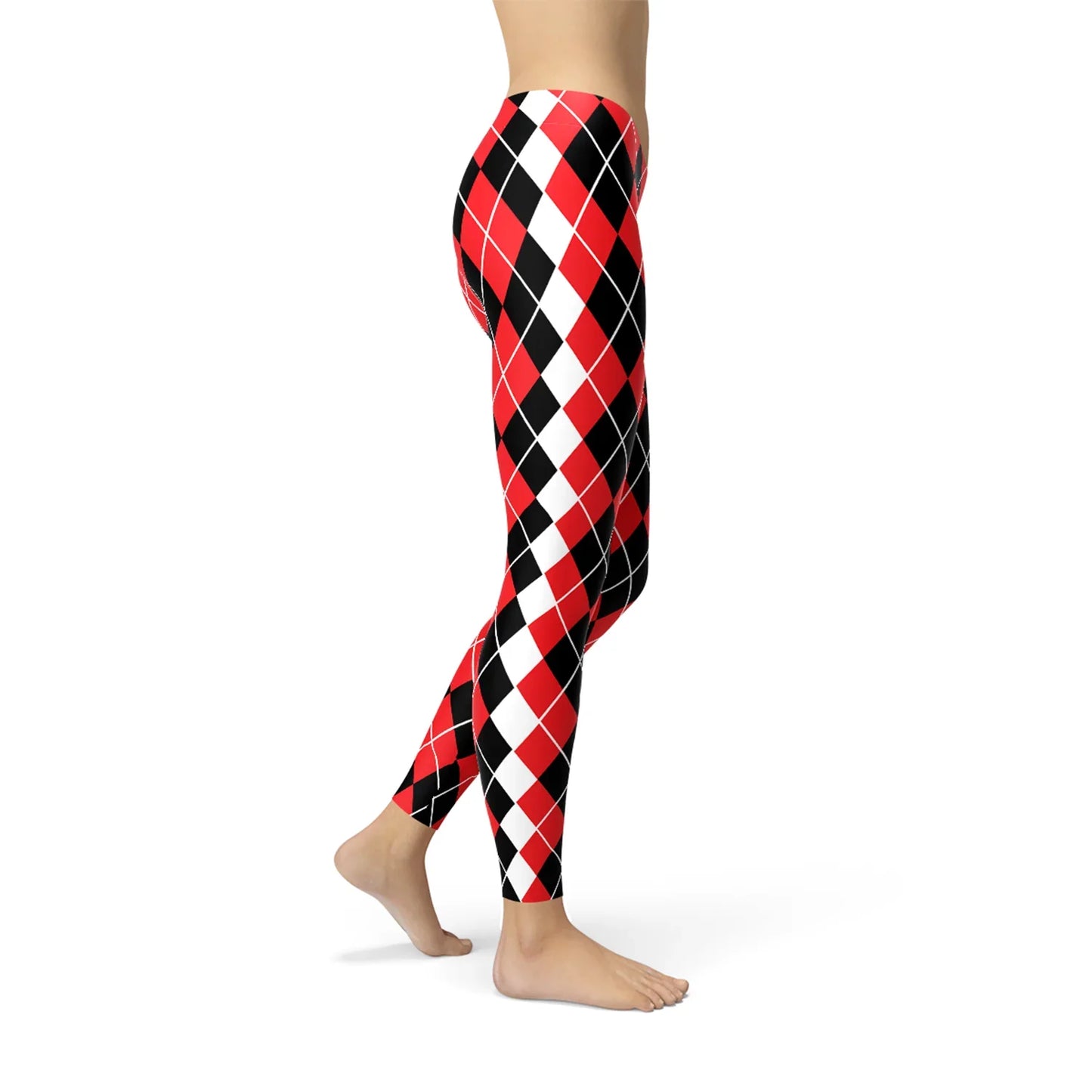 Womens Red Argyle Leggings - Harley Quinn Inspired - Which Mark