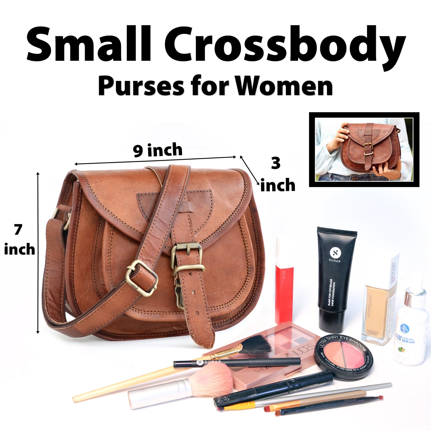 Combo Of 2, Leather Laptop Bag with Small Woman Crossbody Purse