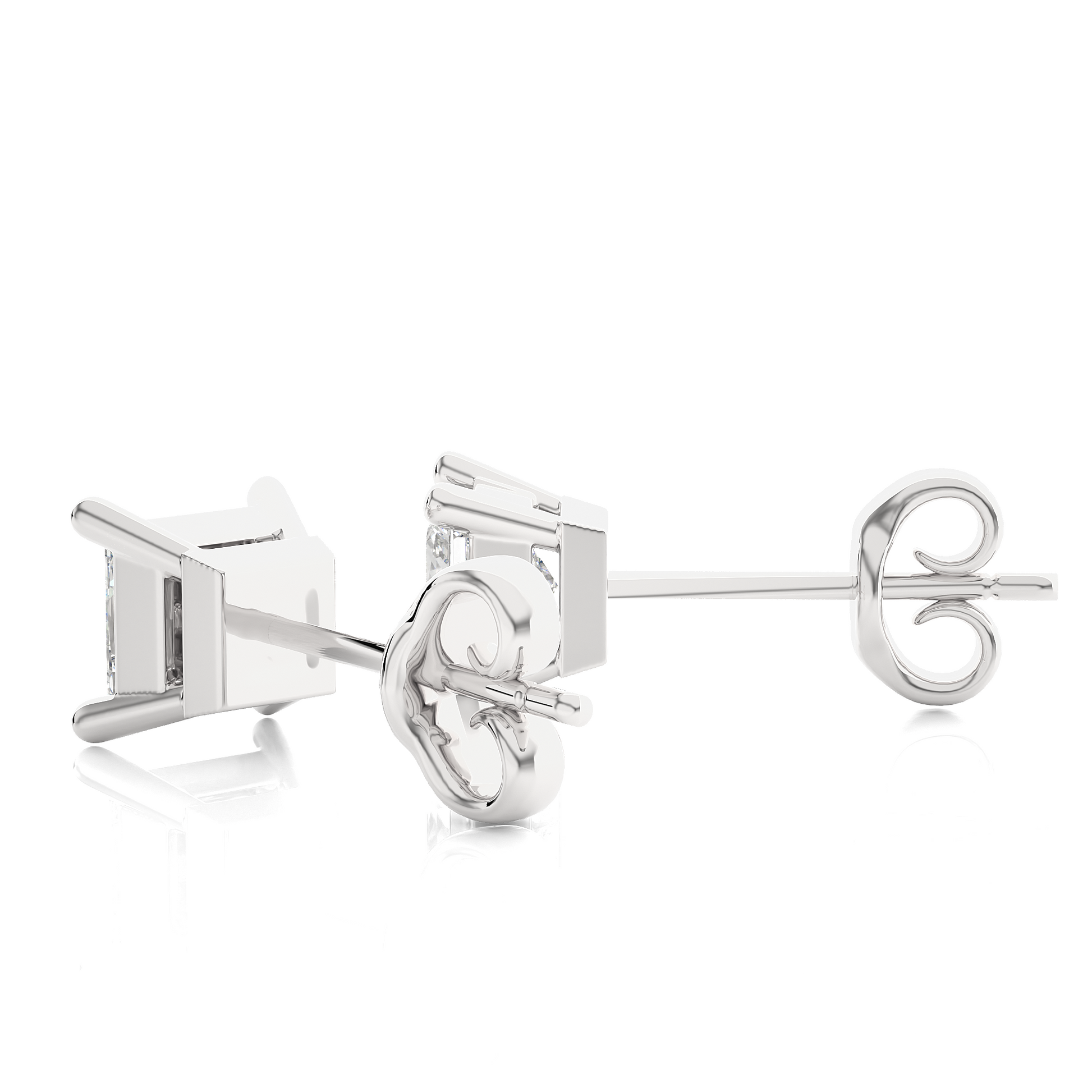 White Gold Moissanite Single Solitaire Princess Earring – WE0074 - Which Mark