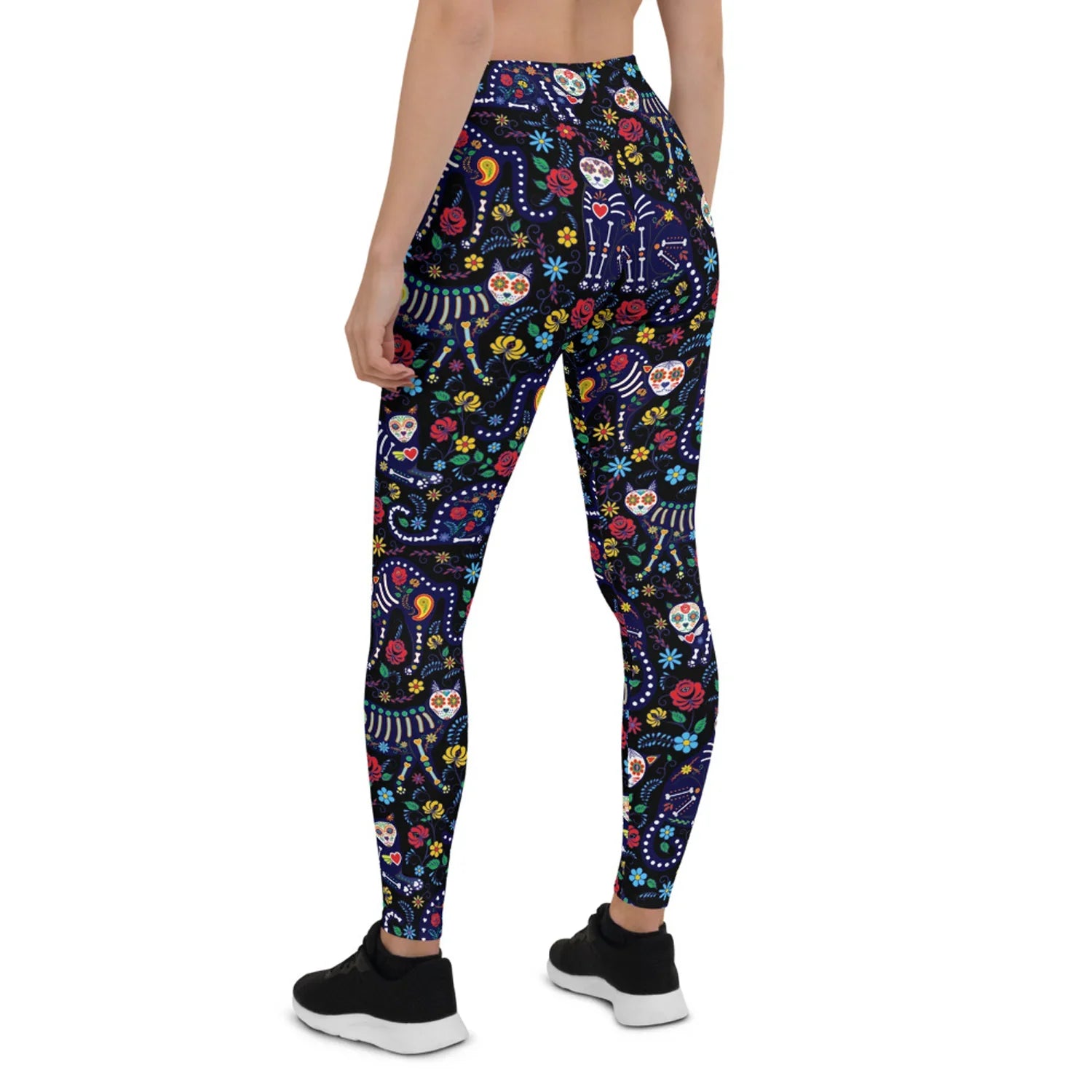 Womens Sugar Skull Cat Leggings - Which Mark