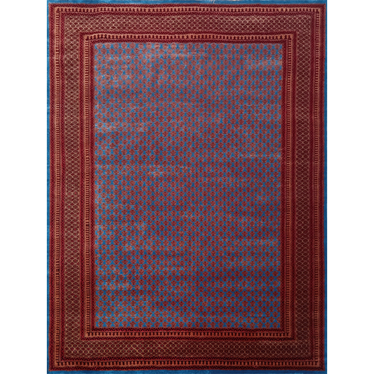 9×12 Feet Hand Knotted Wool Carpet Blue Lichi - Which Mark