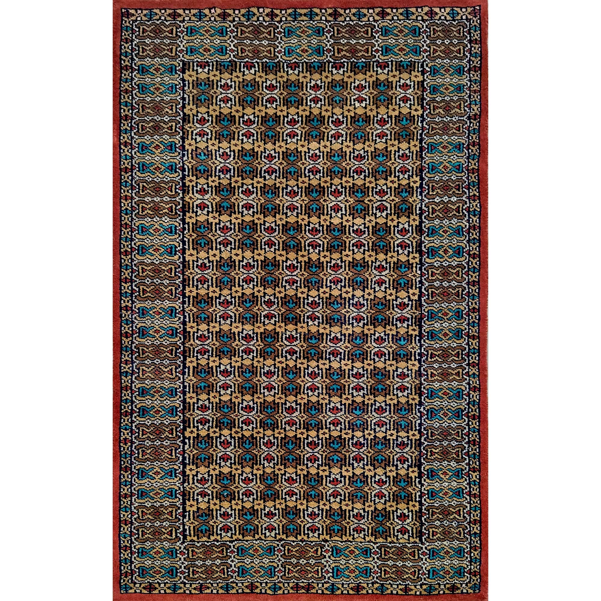 Hand Knotted Wool Carpet Copper 2.5×4 Feet - Which Mark