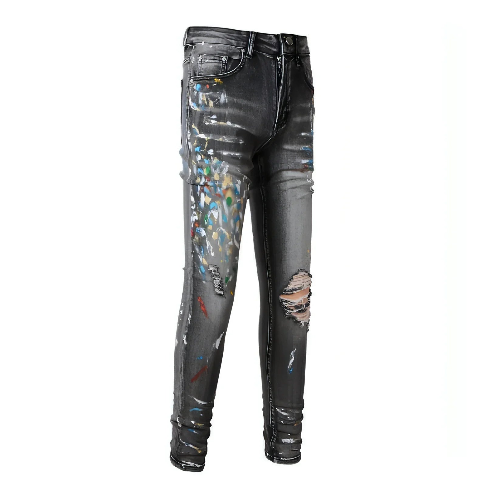 DenimDare™ Washed Elastic Slim Fitting Gray Jeans For Men - Which Mark