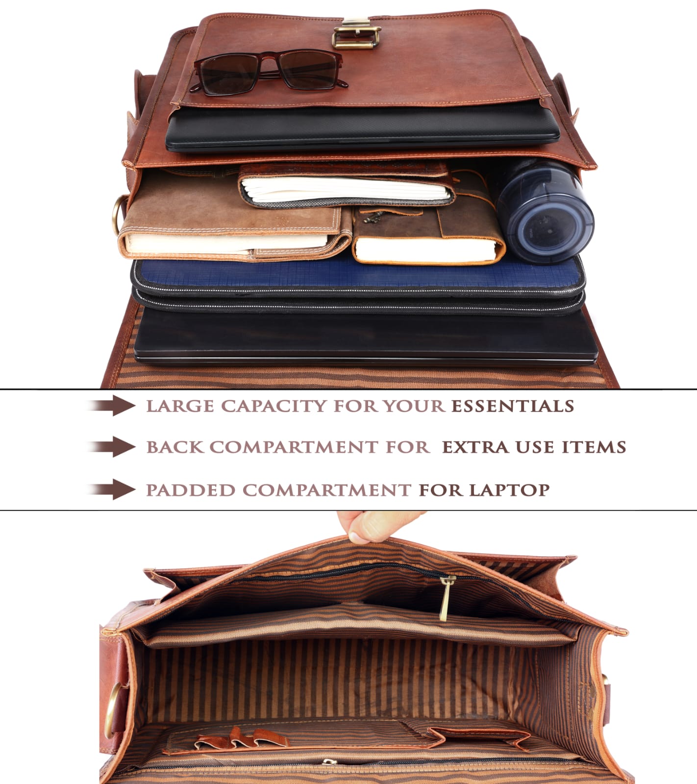 Combo Of 2, Leather Laptop Bag with Small Woman Crossbody Purse