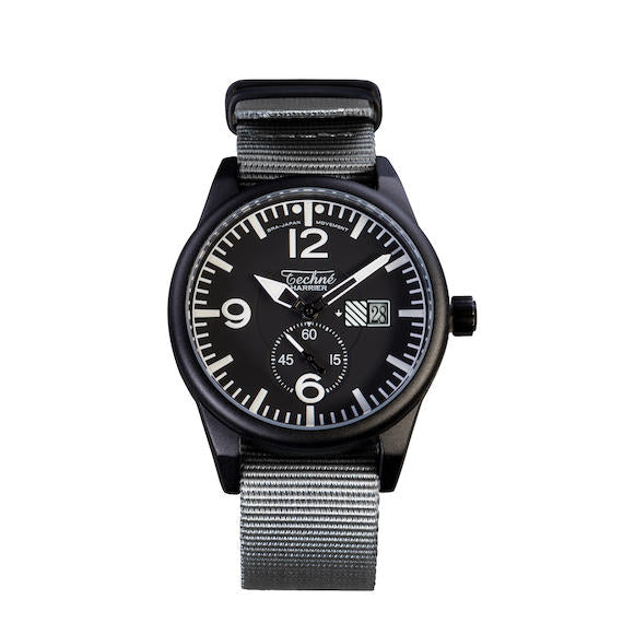 41.0mm tactical quartz watch with nylon 6 strap in grey colour - Which Mark