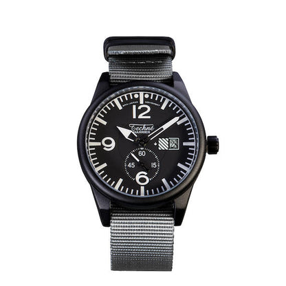 41.0mm tactical quartz watch with nylon 6 strap in grey colour - Which Mark
