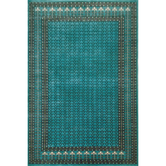 6×9 Ft Hand Knotted Wool Carpet Parda Turquoise - Which Mark