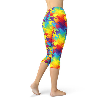 Womens Rainbow Houndstooth Capri Leggings - Which Mark