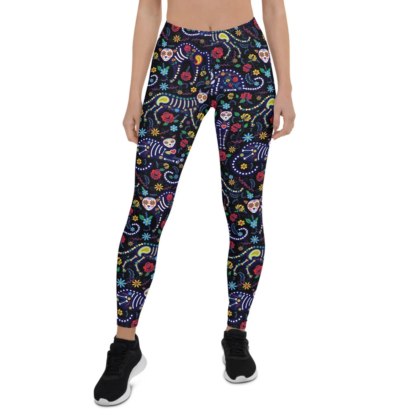 Womens Sugar Skull Cat Leggings - Which Mark