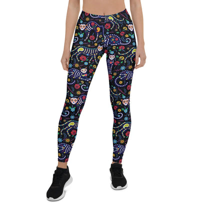 Womens Sugar Skull Cat Leggings - Which Mark