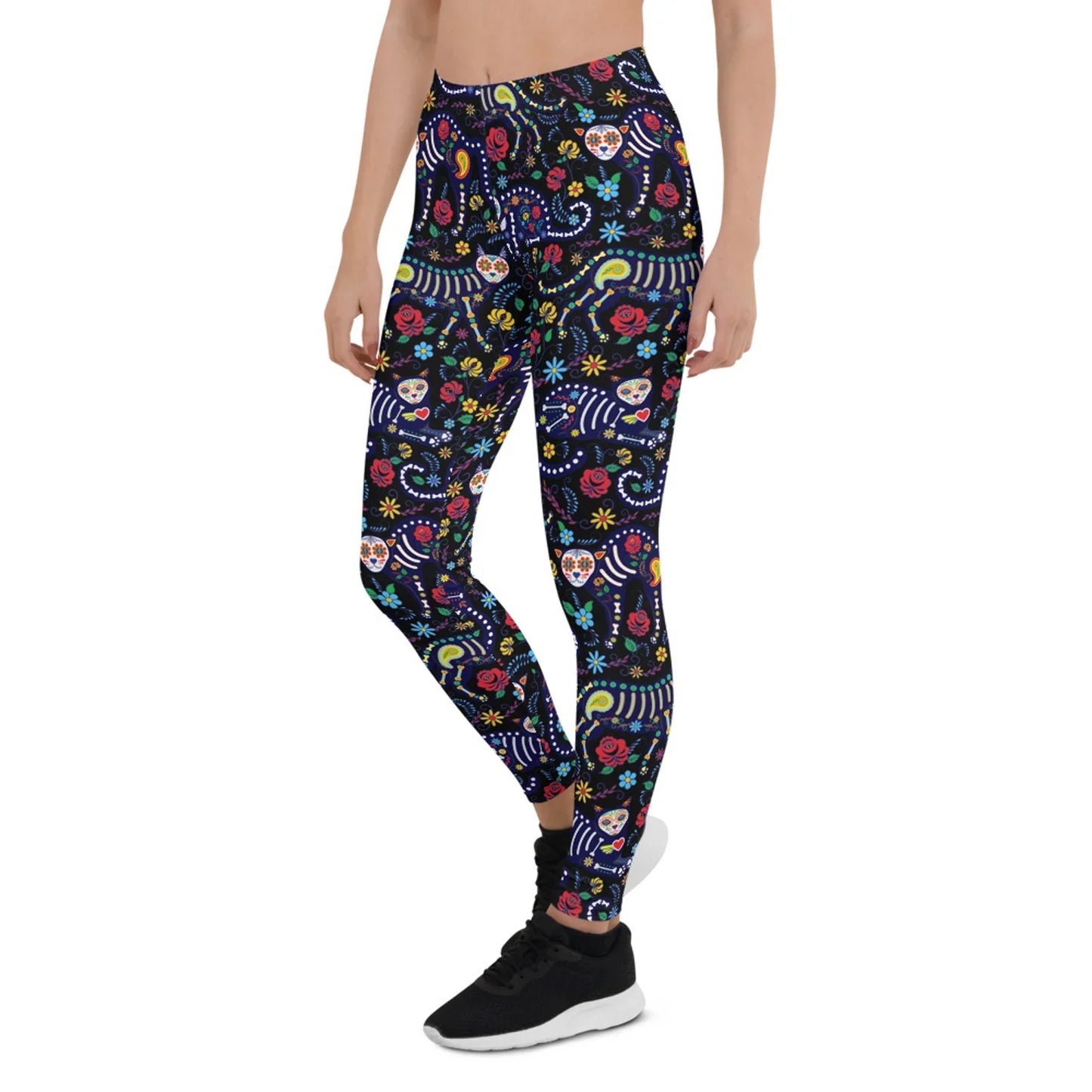 Womens Sugar Skull Cat Leggings - Which Mark