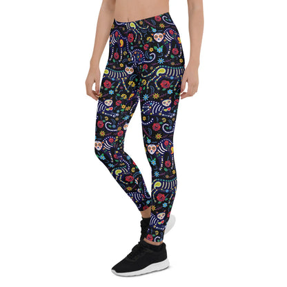 Womens Sugar Skull Cat Leggings - Which Mark