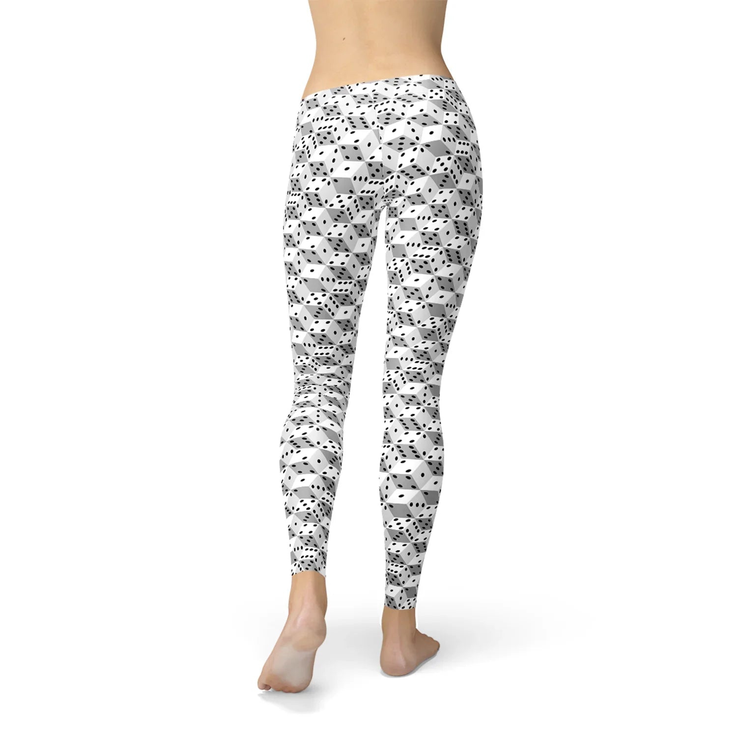 Womens Black and White Dice Leggings - Which Mark
