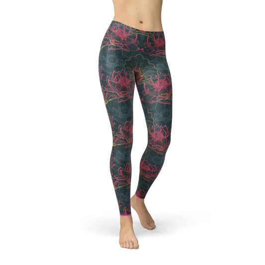 Womens Floral Lotus Leggings - Which Mark