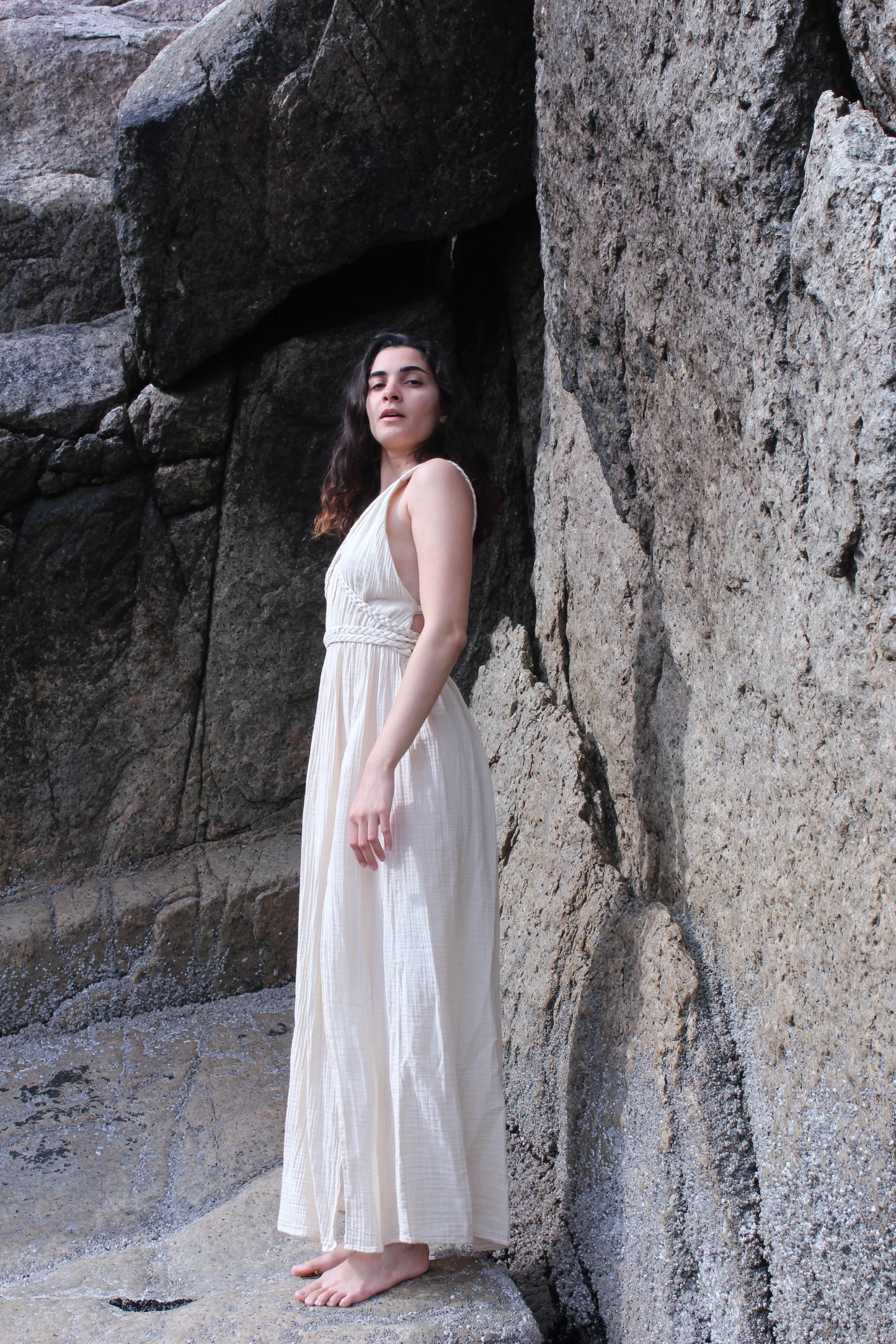 Beige Cotton Breathable Summer Maxi Dress - Which Mark