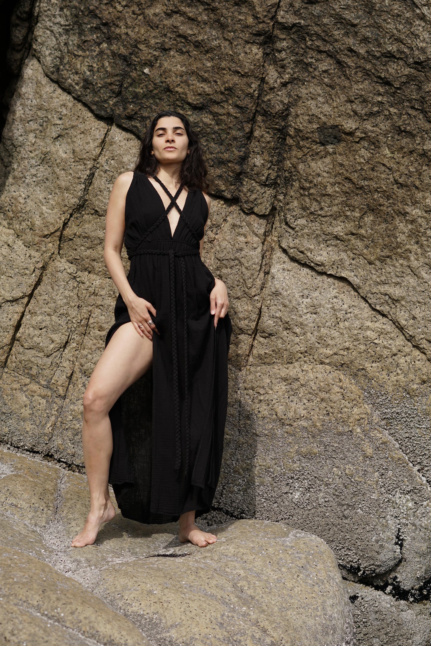 Beige Cotton Breathable Summer Maxi Dress - Which Mark