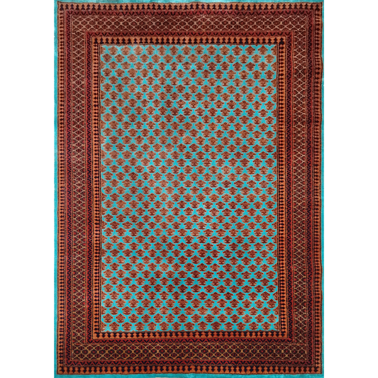 5×7 Feet Hand Knotted Wool Carpet Turquoise - Which Mark