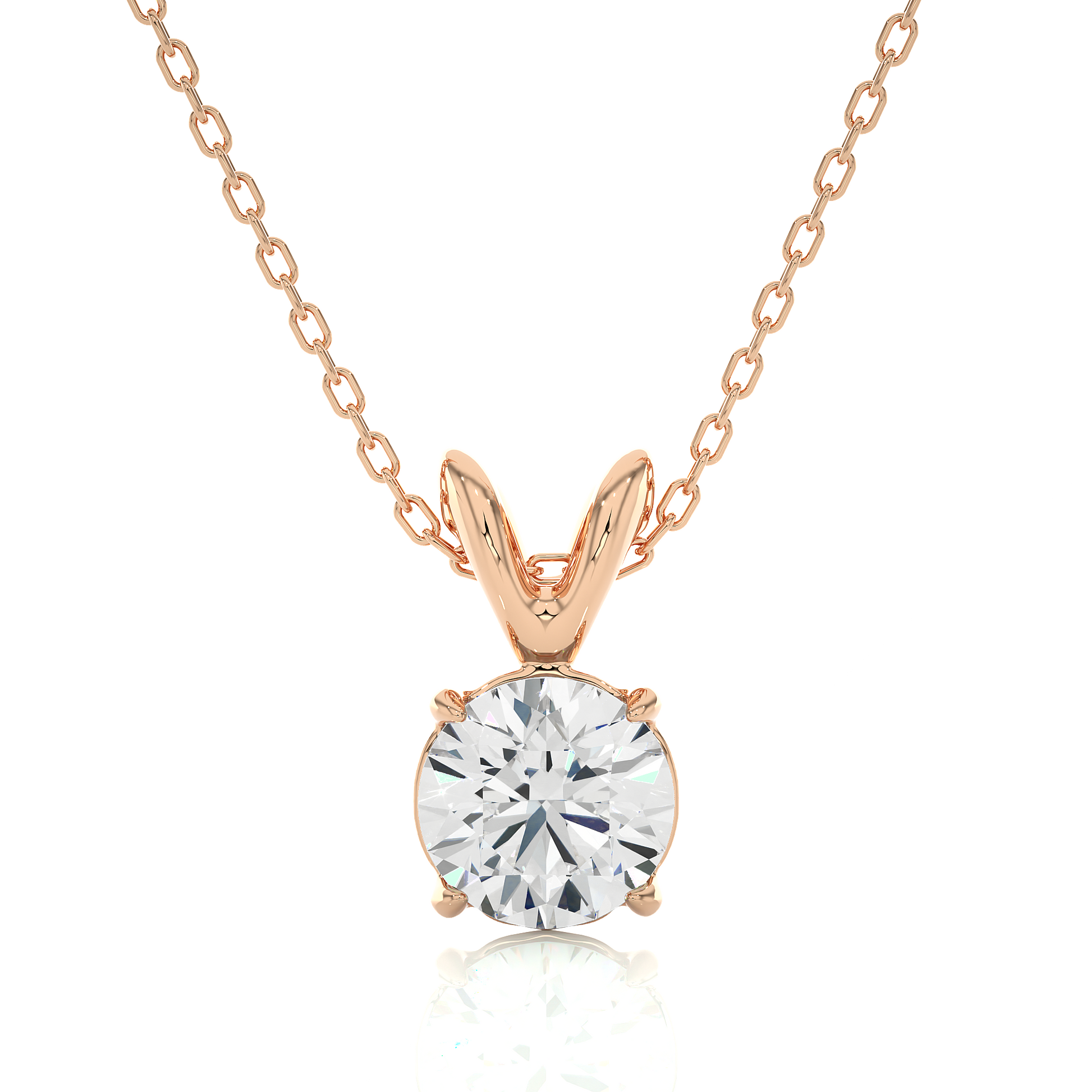 Rose Gold Moissanite Round Shape Pendant – OF0002 - Which Mark