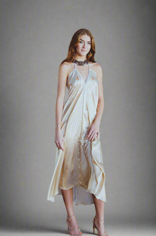 Altair Silk Halter Dress in Dueling Jaguars - Which Mark