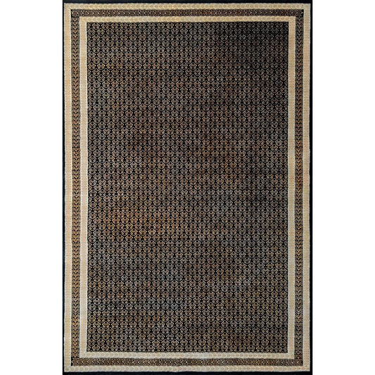 6×9 Feet Black Hand Knotted Wool Carpet - Which Mark