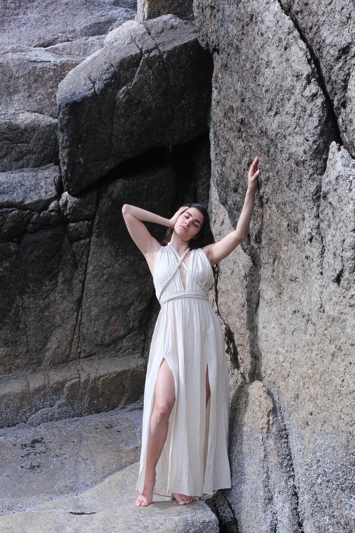 Beige Cotton Breathable Summer Maxi Dress - Which Mark