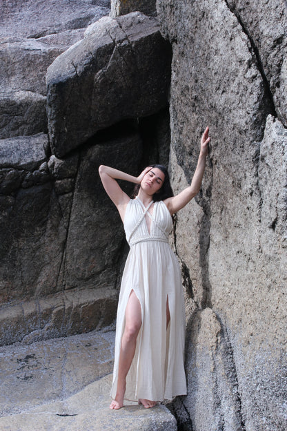 Beige Cotton Breathable Summer Maxi Dress - Which Mark