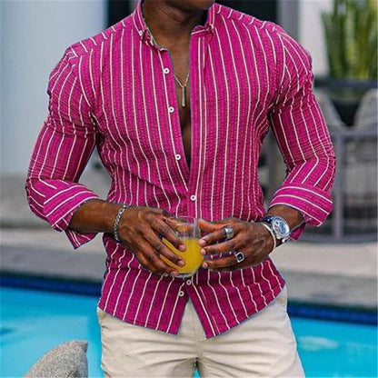 Men's Long Sleeve Lapel Plaid DressShirt - Which Mark