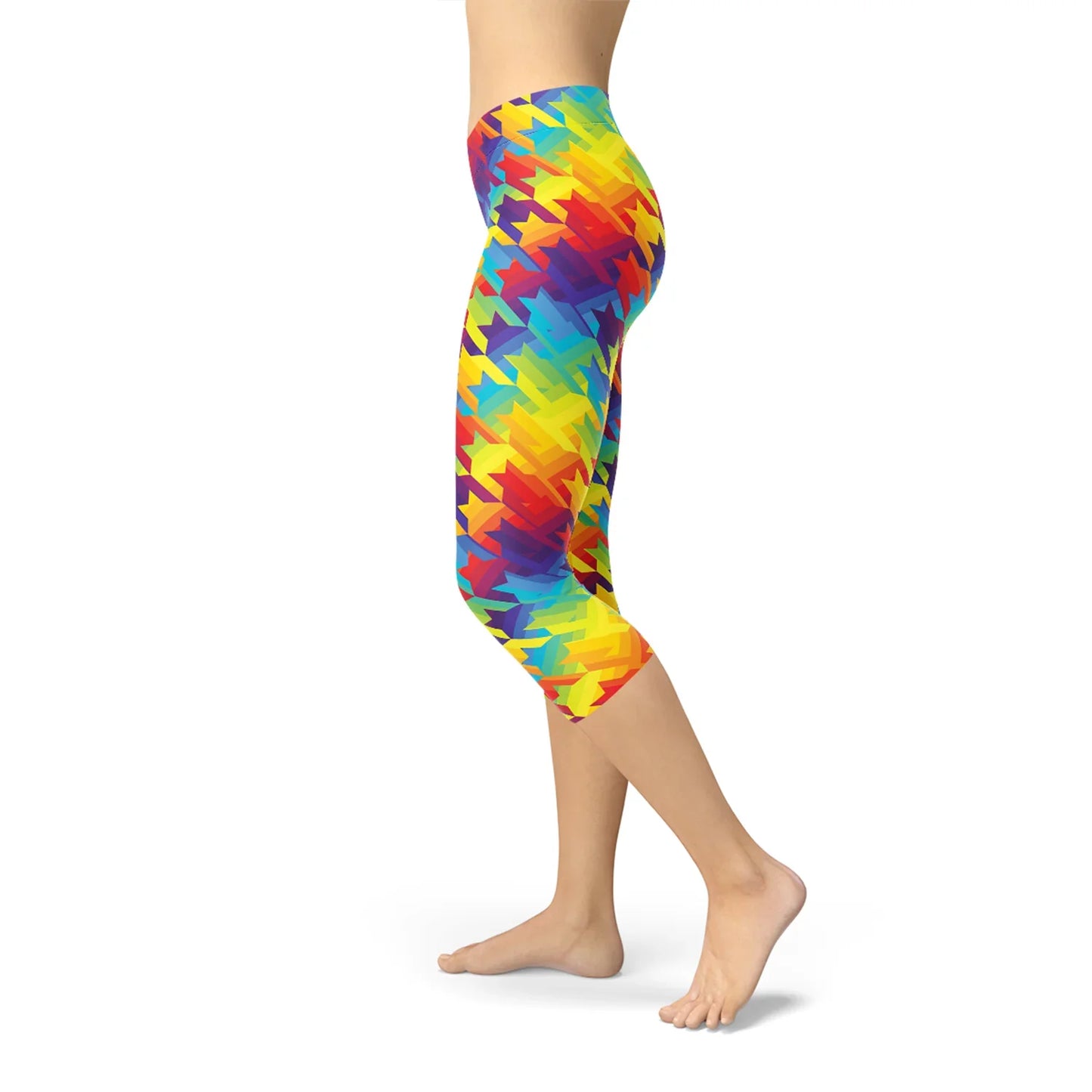 Womens Rainbow Houndstooth Capri Leggings - Which Mark