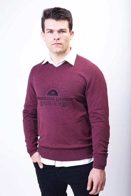 Wakerlook MENS COTTON BLEND Burgundy SWEATER - Which Mark