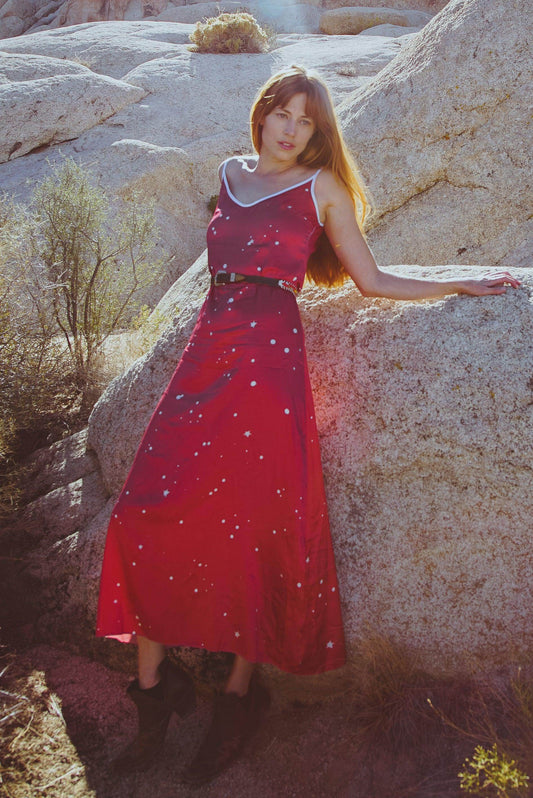 Andromeda Silk Slip Dress in Cosmic Crimson - Which Mark