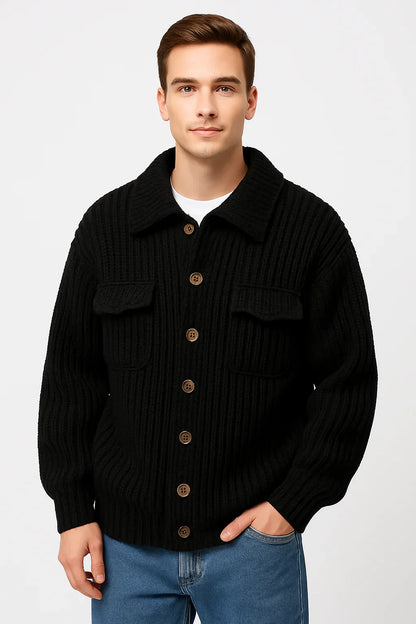 Winter Lapel Sweater Single-breasted Men's Loose Cardigan - Which Mark