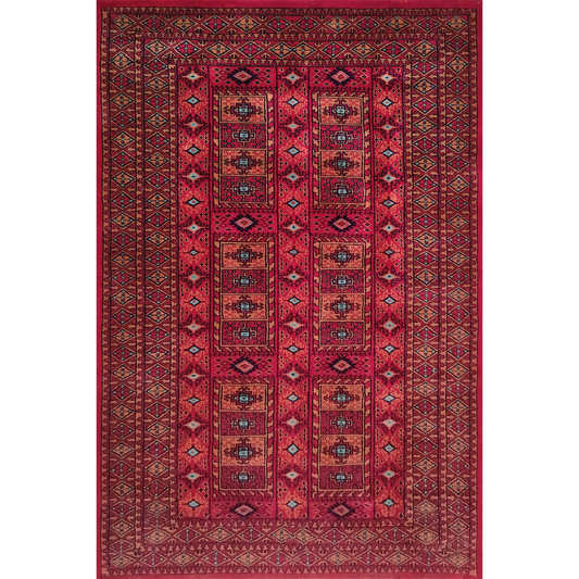 4×6 Feet Hand Knotted Red Wool Carpet - Which Mark