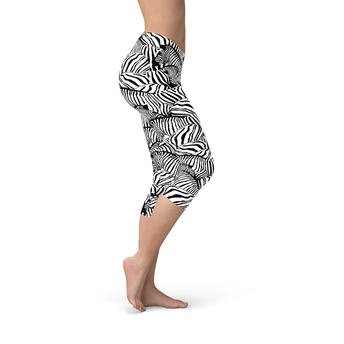Womens Zebra Stripe Capri Leggings - Which Mark