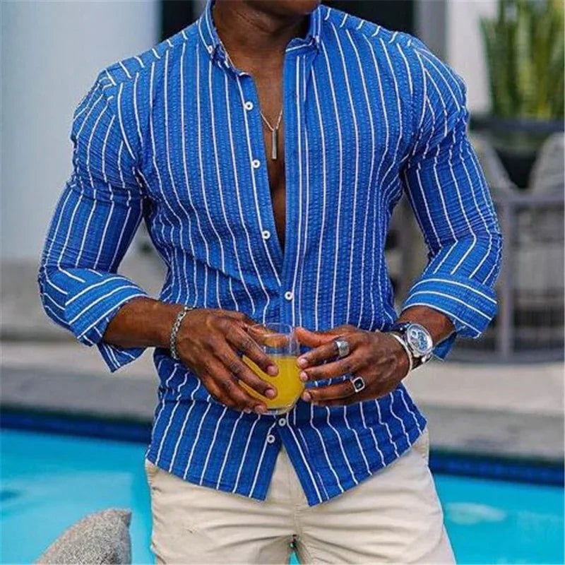 Men's Long Sleeve Lapel Plaid DressShirt - Which Mark