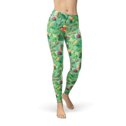 Womens Green Cactus Leggings - Which Mark