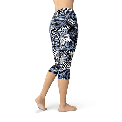 Womens Music Blue Capri Leggings - Which Mark
