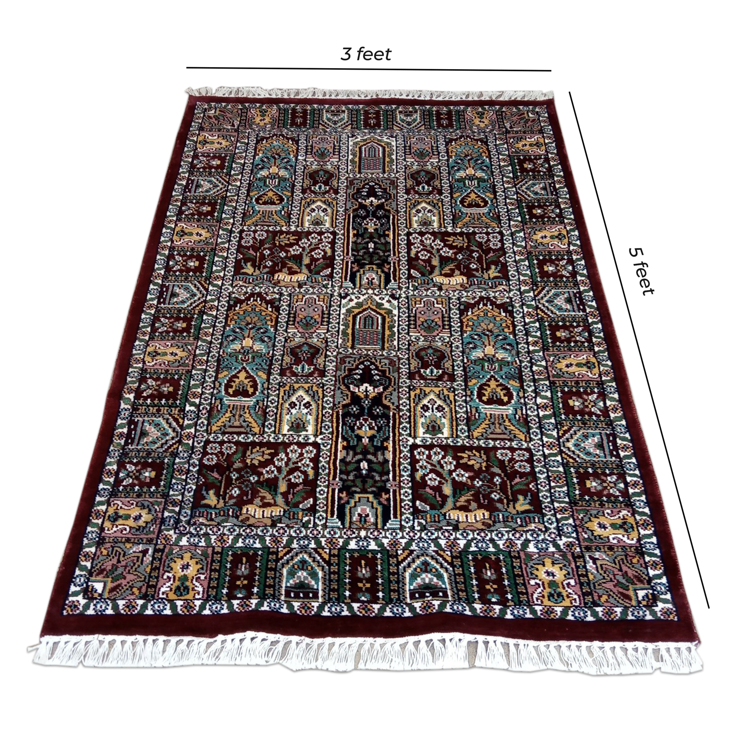 3ft×5ft Hand Knotted Viscose Silk Carpet Hamadan - Which Mark