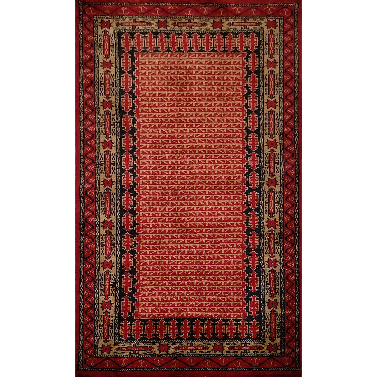 3×5 feet Hand Knotted Tribal Wool Carpet Red - Which Mark