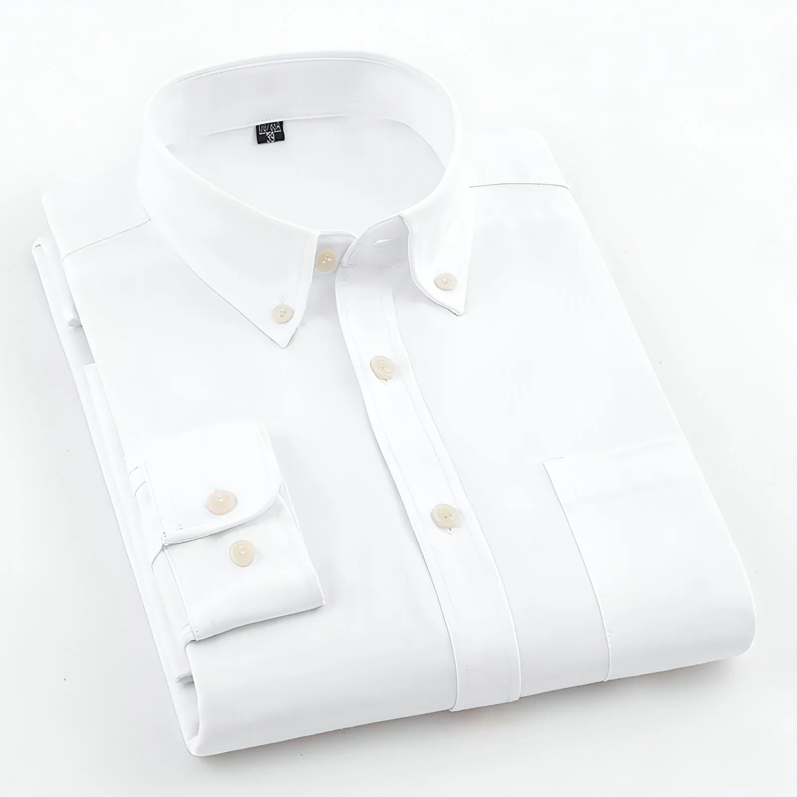 Men's Oxford Pure Color Slim Shirt For Young And Middle-aged People - Which Mark