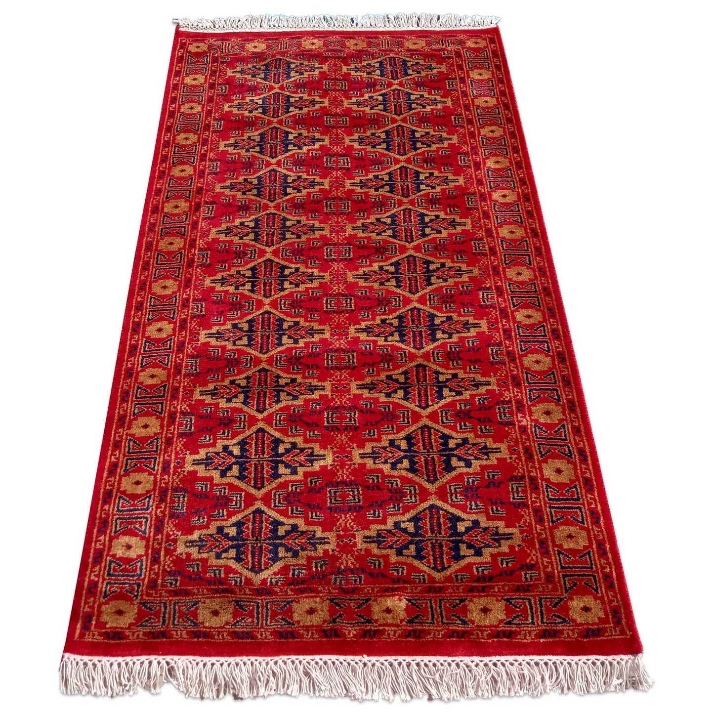 3×5 Feet Hand Knotted Bukhara Wool Carpet Red - Which Mark