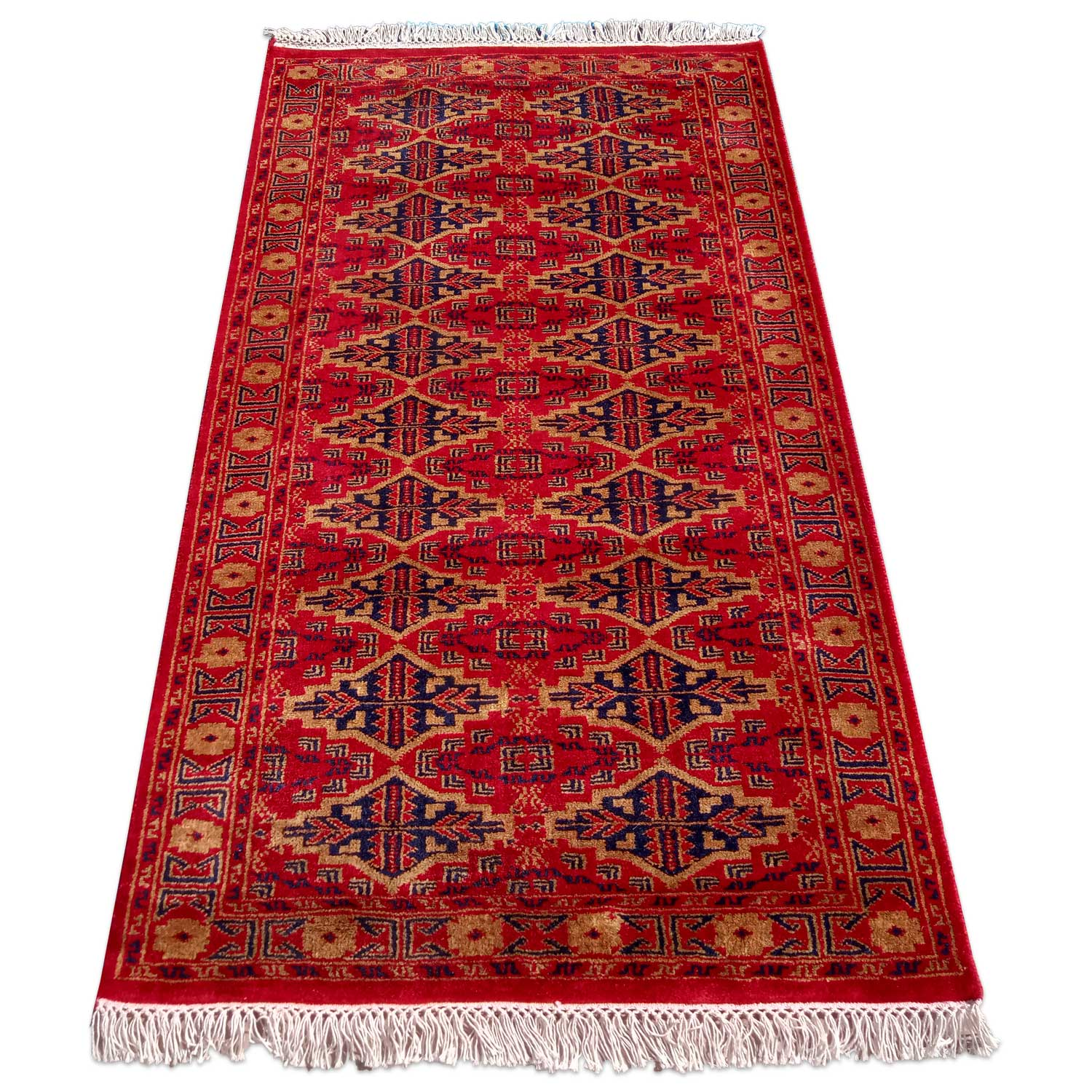 3×5 Feet Hand Knotted Bukhara Wool Carpet Red - Which Mark
