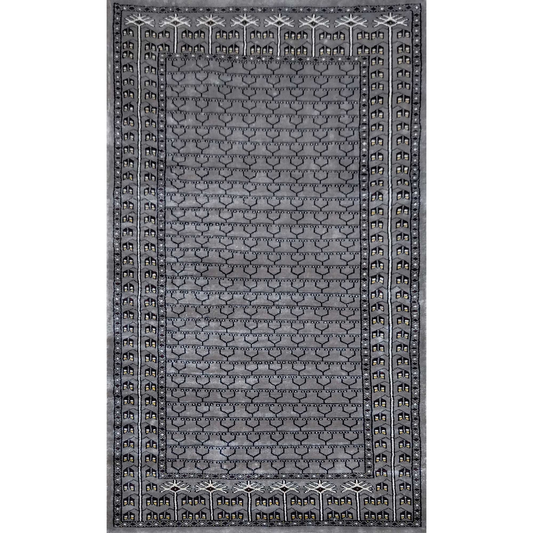 3×5 ft Hand Knotted Art Silk Gray Carpet Parda - Which Mark