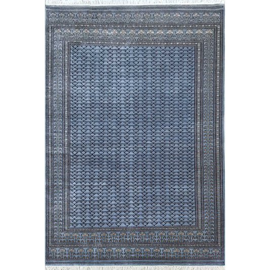 6×9 Ft Hand Knotted Royal Gray Wool Carpet Parda - Which Mark