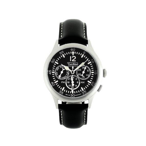 39.5mm navigation watch with strap in black tuscan leather - Which Mark