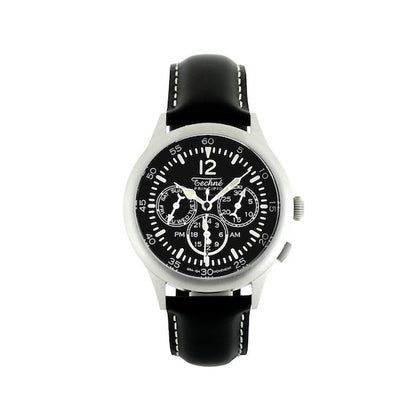 39.5mm navigation watch with strap in black tuscan leather - Which Mark