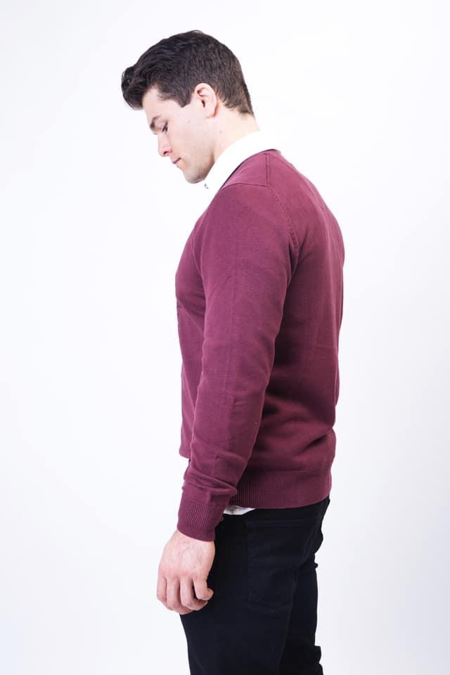 Wakerlook MENS COTTON BLEND Burgundy SWEATER - Which Mark