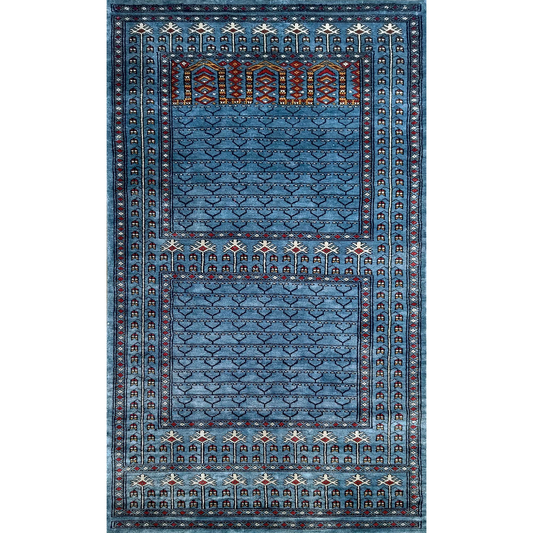 Hand Knotted Art Silk Carpet Royal Gray 3×5 feet Traditional Parda - Which Mark
