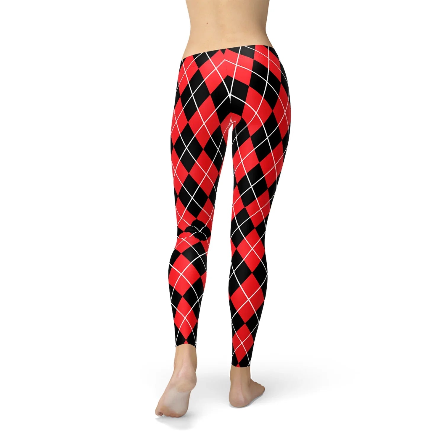 Womens Red Argyle Leggings - Harley Quinn Inspired - Which Mark